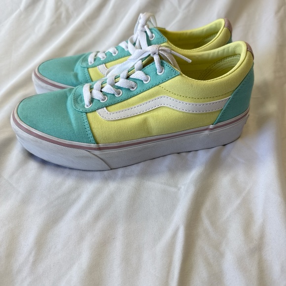 Vans Ward Platform Aqua Sky Women's Teal and Yellow Sneakers - Picture 4 of 7